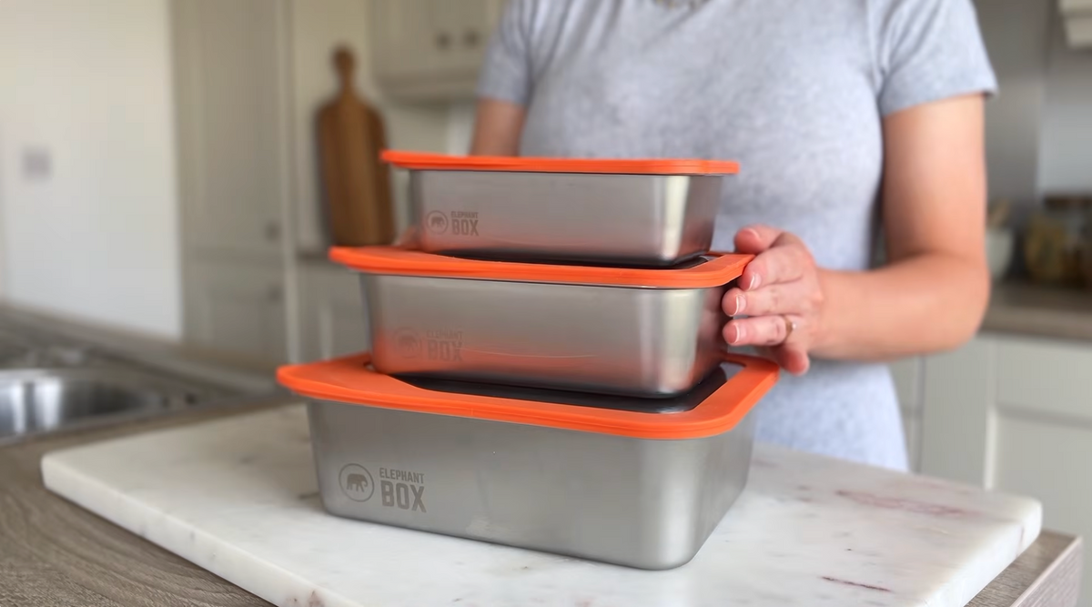 Vegan protein meal prep in stainless steel containers
