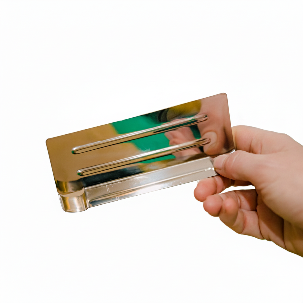 hand holding stainless steel divider to fit the jumbo 2 in 1 and elephant box