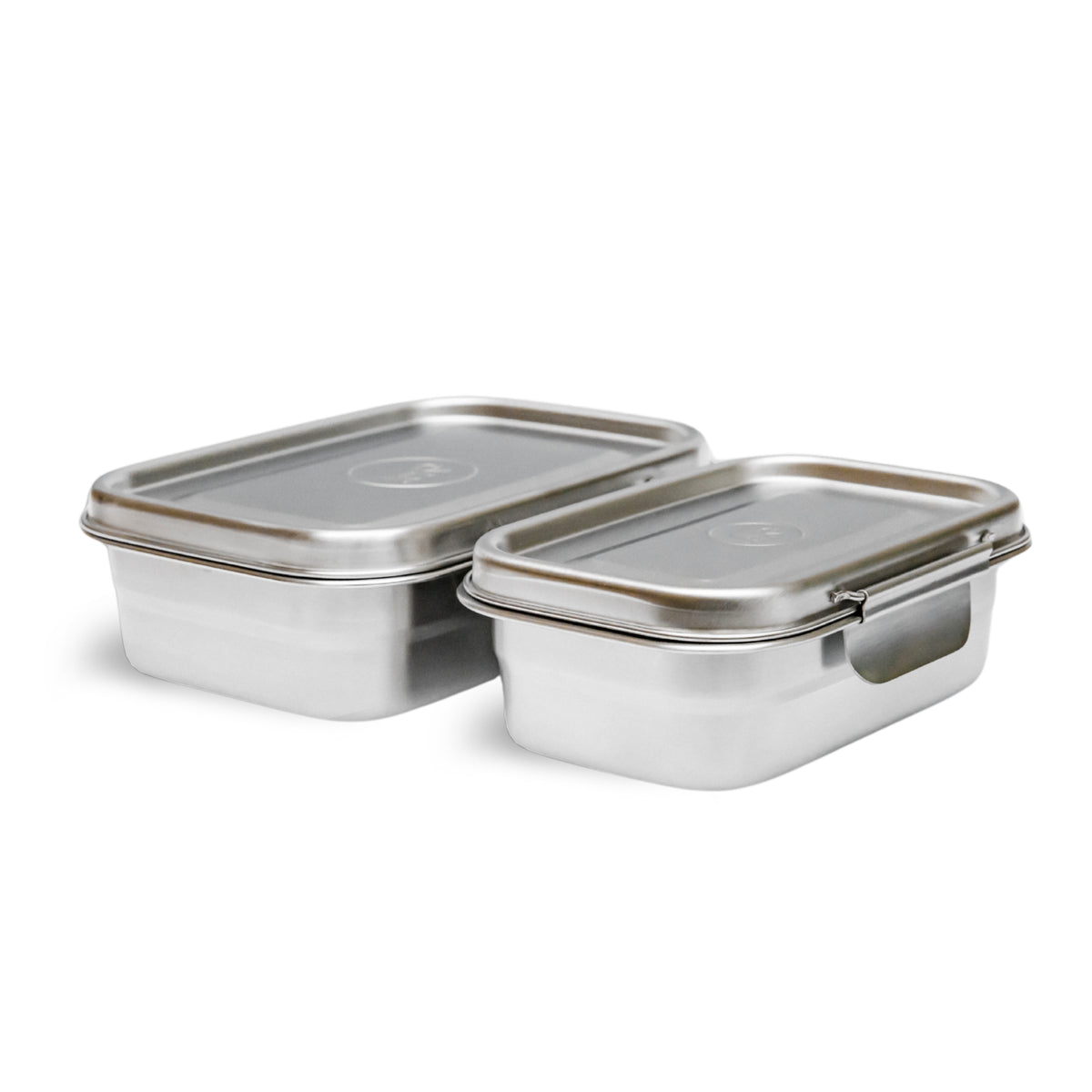 Two rectangular Leakprooof Clip &amp; Seal Lunchboxes with metal construction &amp; steel lids. two sizes are featured - 1.2 litre &amp; 800ml. 