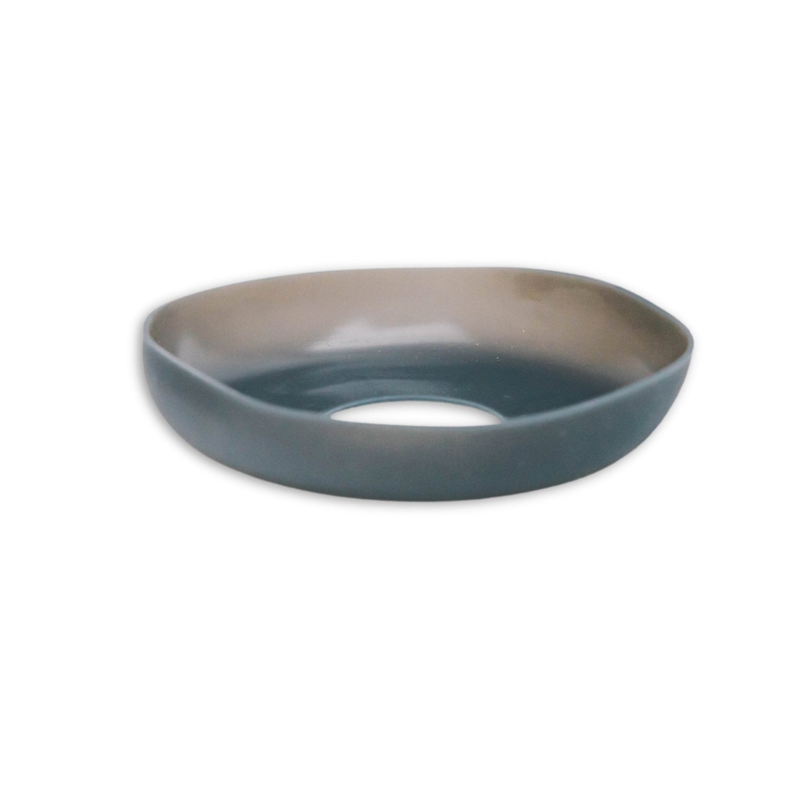 A round, gray removable silicone sleeve  for the Elephant Box lunch bowl.