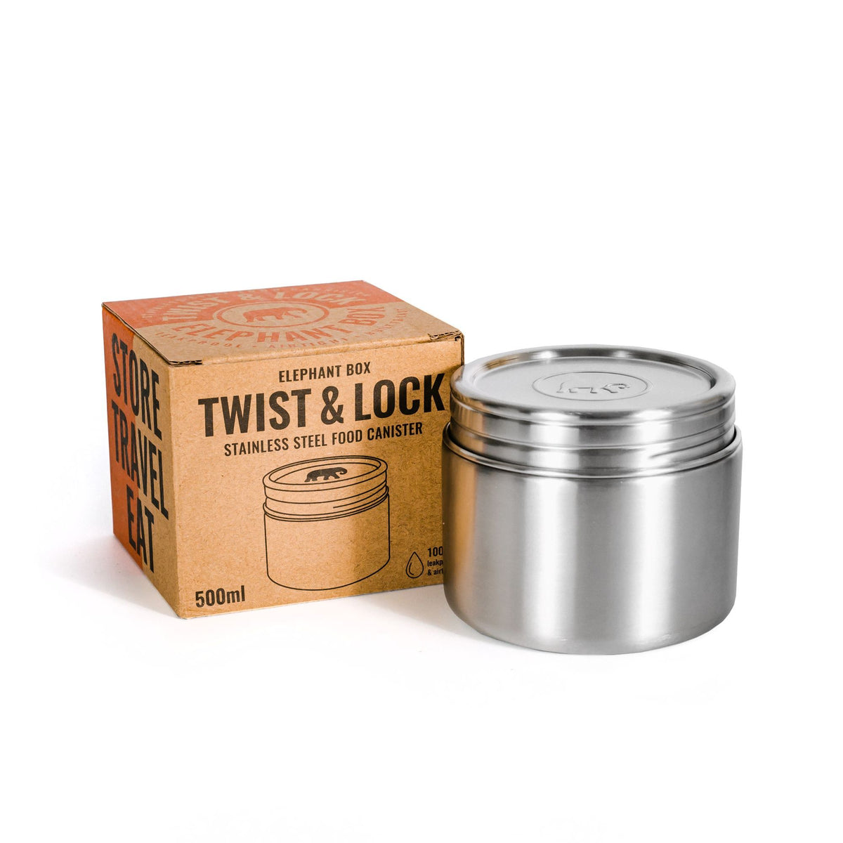 Twist &amp; Lock Leakproof Food Canister 500ml Elephant Box 